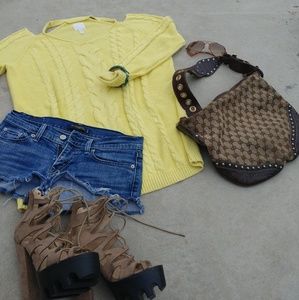 LEITH size small yellow knit sweater